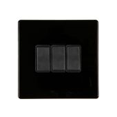 Hamilton 7BCR23BL-B CFX Gloss Black Light Switch 3 Gang 2 Way 10a