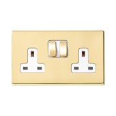 Hamilton 7G21SS2PB-W G2 Polished Brass 13A double switched socket