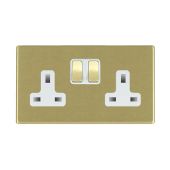 Hamilton 7G22SS2SB-W G2 Satin Brass 13A double switched socket