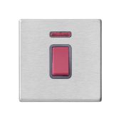 Hamilton Hartland G2 Satin Stainless 1 Gang 45a Double Pole Cooker Switch with Neon