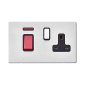 Hamilton Hartland G2 Satin Stainless 45a Double Pole Cooker Switch & Socket with Neon