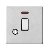 Hamilton Hartland G2 Satin Stainless 20a Double Pole Switch with Neon & Cable Outlet