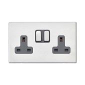 Hamilton 7G24SS2SS-QG G2 Satin Steel 13A double switched socket