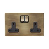 Hamilton 7G29SS2AB-B G2 Antique Brass 13A double switched socket