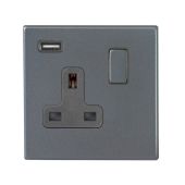 Hamilton 7G2ASS1USBGA-QG G2 Anthra Gray 13A single switched socket with 2.4A USB charger