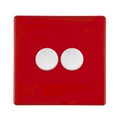 Hamilton 7RC2X40WH CFX Gloss Red Push Dimmer 2 Gang 2 Way 400W