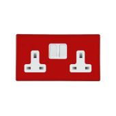 Hamilton 7RCSS2WH-W CFX Gloss Red Switched Socket 2 Gang 13a