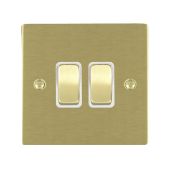 Hamilton 82R22SB-W Satin Brass 10A double 2 way light switch