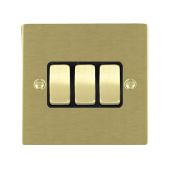 Hamilton 82R23SB-B Satin Brass 10A triple 2 way light switch