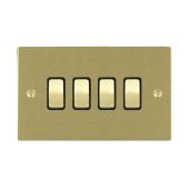 Hamilton 82R24SB-B Satin Brass 10A quadruple 2 way light switch