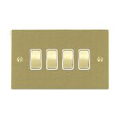 Hamilton 82R24SB-W Satin Brass 10A quadruple 2 way light switch