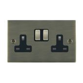 Hamilton 89SS2AB-B Antique Brass 13A double switched socket