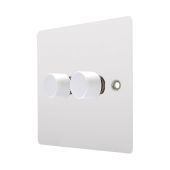 Hamilton 8MW2XLEDITB100 Matt White double 100w LED 2 way dimmer