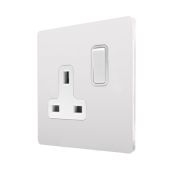 Hamilton 8WPCSS1WH-W CFX Primed White 13A single switched socket