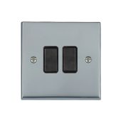 Hamilton 95R22BL-B Polished Chrome Light Switch 2 Gang 10A