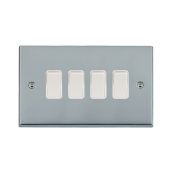 Hamilton 95R24WH-W Polished Chrome Light Switch 4 Gang 10A