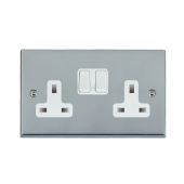 Hamilton 95SS2WH-W Polished Chrome Switched Socket 2 Gang 13A