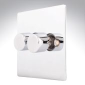 Hamilton 872X100LED Polished Chrome LED Dimmer 2 Gang 2 Way 100W