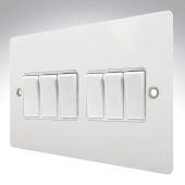 Hamilton 8MWR26WH-W Matt White 10A 6 Gang Light Switch