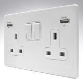 Hamilton 7WCSS2USBULTWH-W Hamilton White CFX Switched Double USB Socket 