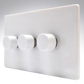 Hamilton 7WC3X40WH CFX Gloss White Push Dimmer 3 Gang 2 Way 400W