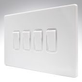 Hamilton 7WCR24WH-W CFX Gloss White Light Switch 4 Gang 2 Way 10a