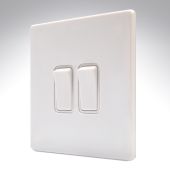 Hamilton 7WCR22WH-W CFX Gloss White Light Switch 2 Gang 2 Way 10a