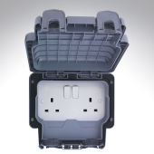 MK 56482GRY 2 Gang Switched Outdoor Socket DP 13A