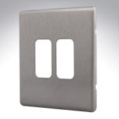 MK K24332BSS Aspect Grid Plate 2 Module Brushed Steel