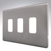 MK K24333BSS Aspect Grid Plate 3 Module Brushed Steel