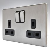 MK K24347BSSB Aspect Brushed Steel Double Socket