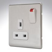 MK K24657BSSW Aspect Brushed Steel Single Socket + Neon