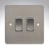 MK K14372BSSW Edge Brushed Steel Switch 2 Gang 20amp