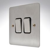 MK K14372BSSB Edge Brushed Steel Switch 2 Gang 20amp