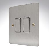 MK K14372BSSW Edge Brushed Steel Switch 2 Gang 20amp