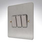 MK K14373BSSW Edge Brushed Steel Switch 3 Gang 10amp