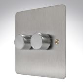 MK K14522BSS Edge Brushed Steel Dimmer 2 Gang