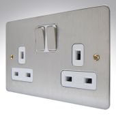 MK K14347BSSW Edge Brushed Steel Double Socket