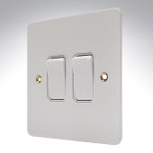 MK K14372WHIW Edge White Metal Switch 2 Gang 20amp