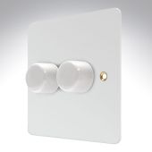 MK K14522WHI Edge White Metal Dimmer 2 Gang