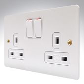 MK K14347WHIW Edge White Metal Double Socket