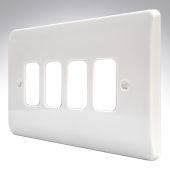 MK K3634WHI Grid 4 Module White Plastic Frontplate