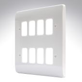 MK K3638WHI Grid 8 Module White Plastic Frontplate