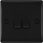 BG NFB42 Matt Black Double Switch 10A 2 Way