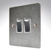 Hamilton 84R22SS-W Stainless Steel 10a 2 Gang Light Switch