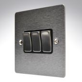 Hamilton 84R23SS-B Stainless Steel 10a 3 Gang Light Switch