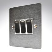 Hamilton 84R23SS-W Stainless Steel 10a 3 Gang Light Switch