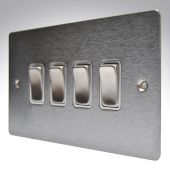 Hamilton 84R24SS-W Stainless Steel 10a 4 Gang Light Switch