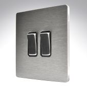 Hamilton 84CR22SS-B CFX Satin Steel 10a Light Switch 2 Gang 2 Way