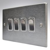 Hamilton 74R24SS-W Stainless Steel 4 Gang Light Switch